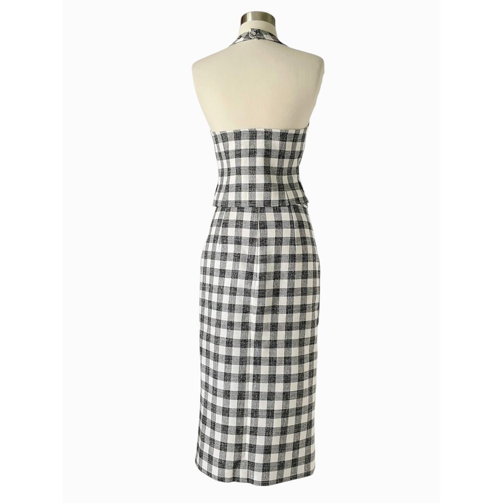 Cara Cara Prescott Halter Top Faye Midi Skirt Set Black Gingham Cotton XS - Picture 3 of 12